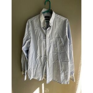 Lauren Ralph Lauren Striped Button-Up Shirt Menswear Dress Shirt Blue White L